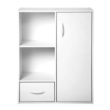 Estante de almacenaje 1 puerta y 1 cajón efecto madera - l62 x al80cm