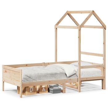 Cama Individual | Sofá Cama Con Techo De Madera Maciza De Pino 80x200 Cm Cfw16055