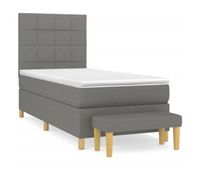 cama box spring con colchon tela gris oscuro 90x200 cm bloques con cuadros
