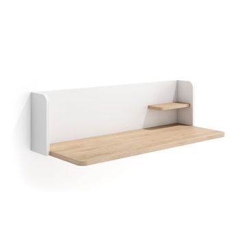 Escritorio de pared de melamina roble claro y blanco 25x90x35 cm
