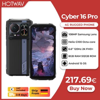 [Envío desde Alemania] HOTWAV Cyber 16 Pro teléfono móvil resistente G100 octa-core 108MP Smartphone 6,6 ''FHD + 2K 8GB 512GB Android 15