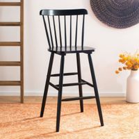 set de 2 taburetes de bar en madera de caucho negro