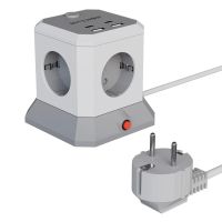 blitzwolf bw-ec1 8-en-1 cubo vertical enchufe eu extensible con 4 tomas de corriente ac  2 usb-a  2 usb-c para macbook