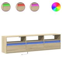 mueble de tv  mueble de salon  gabinete de tv de pared con led roble sonoma 180x31x45 cm