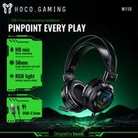 hoco-auriculares con cable para juegos cascos con luz rgb dinamica reduccion de ruido microfono para ordenador pc controlador de 50mm
