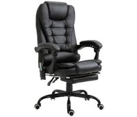 vinsetto silla de oficina con masaje vibratorio de 7 puntos silla de escritorio giratoria reclinable con reposapies retractil altura ajustable respaldo alto control remoto y tejido de pu negro