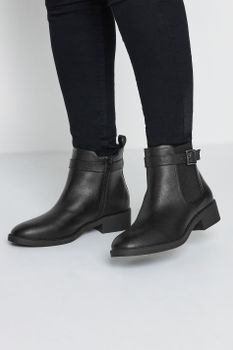 Botines Planos Negros Con Hebilla En Diferentes Anchos