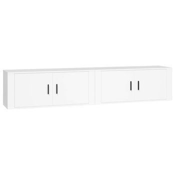 2 Uds Muebles Tv De Pared | Mueble De Salón | Armario Tv Blanco 100x34,5x40 Cm