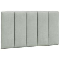 cabecero cama mueble de dormitorio de cama acolchado terciopelo claro 90 cm gris m020004457