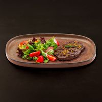 plato oval para steak o hamburguesa lote de 4 gres rojo y naranja