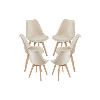 Pack 6 Sillas Synk Terciopelo De Terciopelo 83*49*44 Cm - Beige