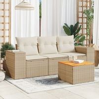 conjunto de sofas jardin con cojines 4 uds  mueble jardin mesa y sillas ratan sintetico beige cfw127811