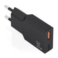 aisens - cargador ultra delgado gan 30w 1xusb-c pd30 qc40 1xusb-a qc30 negro