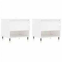 mesas centro 2 uds madera ingenieria blanco brillo 50x46x50 cm vidaxl