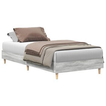 Cama Individual | Cama Para Adulto | Estructura De Cama Gris Sonoma 203 X 93 X 25 Cm