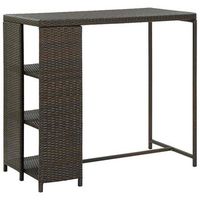 mesa bar estante almacenaje 120x60x110cm ratan sintetico marron vidaxl
