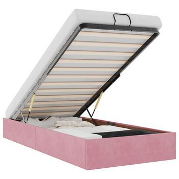 Estructura Cama Otomana Sin Colchón Terciopelo Rosa 90x200 Cm Vidaxl