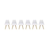 silla escandinava con patas de madera de haya set de 6 blanco