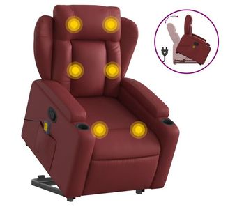 Vidaxl sillón reclinable de masaje de pie cuero artificial rojo tinto
