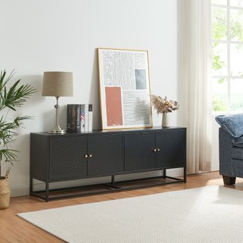 Mueble De Tv Janakkala Acero 153x35x55cm - Negro [en.casa]