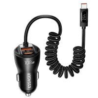 essager es-cc29 108w cargador de coche de 3 puertos usb pd adaptador usb-a  type-c  type-c cable admite pd30 qc203