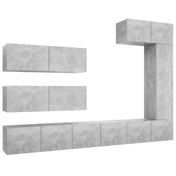 Set Muebles De Salón Tv | Mueble De Salón | Gabinete De Tv 7 Pzas Madera Ingeniería Gris Hormigón