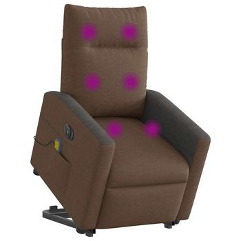Sillón De Masaje Eléctrico Reclinable Elevable Tela Marrón Cfw933235