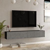 mueble tv suspendido lapinlahti 180x32x30 cm - negroefecto hormigon encasa
