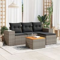 conjunto de sofas jardin con cojines 5 uds  mueble jardin mesa y sillas ratan sintetico gris cfw626418