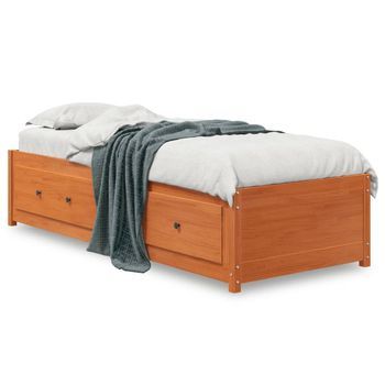 Sofá Cama | Cama Para Adultos De Madera Maciza De Pino Marrón Cera 90x190 Cm