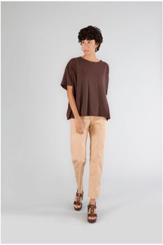 camiseta oversize bimateria dark brown