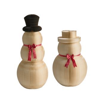 Conjunto De 2 Figuritas De Muñecos De Nieve De Papel Con Forma De Panal Origami Decoración Navideña Beige Klaralven