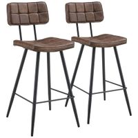 juego de 2 taburetes de bar de polipiel marron