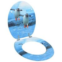asiento de inodoro con tapa mdf diseno de pinguinos vidaxl