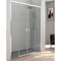 mampara de ducha frontal 2 puertas - 2 fijos corredera  cristal templado 6mm  antical  altura 195cm cromo brillo  transparente - cromo brillo - 185 cm adaptable 182-187cm