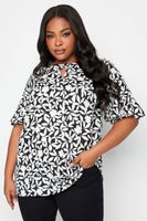 yours tunica negra floral manga con volante mujer curvy y tallas grandes yours
