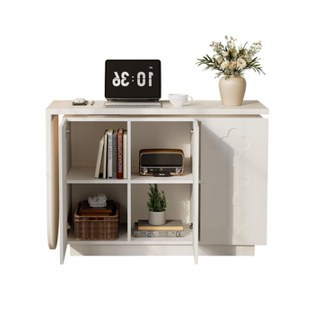 Escritorio Giratorio En Forma De L Con Armario, Mesa De Oficina Para Estudio, 110x50x75 Cm, Madera Y Metal, Blanco
