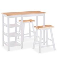 conjunto de mesa alta de cocina 3 uds  mueble jardin mesa y sillas mdf blanco