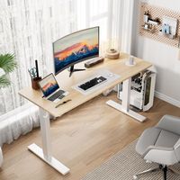 escritorio elevable electrico ajustable 60110cm con funcion de memoria color madera natural homavo