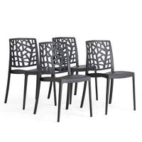 conjunto de 4 sillas de jardin apilables en resina con fibra de vidrio negro antracita - trixy