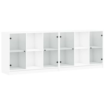 Estantería con puertas madera de ingeniería blanco 204x37x75 cm