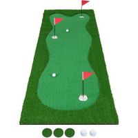 alfombra de putting de golf 3 hoyos 3 banderas y tazas costway 300 x 100 cm