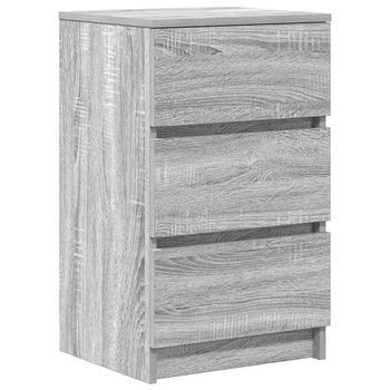 Mesilla De Noche | Mesita De Noche Con 3 Cajones Gris Sonoma 39x35x65 Cm