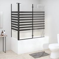 mampara de bano a rayas vidrio templado 120x68x130 cm cfw49040