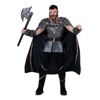 disfraz de jefe vikingo plateado con capa para hombre