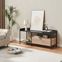 mueble de tv belana con cajon 120x40x54cm - negroefecto roble encasa