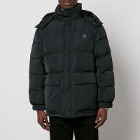 maison kitsune tonal fox head patch hooded shell puffer jacket - l