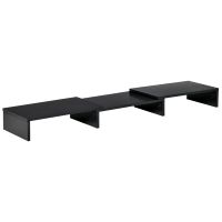 vinsetto soporte elevador ajustable para 2 monitores 80-117 x 235 x 10 cm madera negro