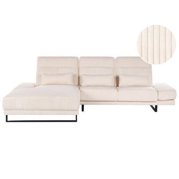 Sofá Esquinero Patas De Acero Reposabrazos Y Respaldo Ajustables Muebles De Salón Tapicería De Pana Beige Derecho Ikast