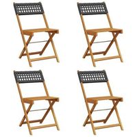 pack 6 uds sillas de jardin  silla de exterior  sillon plegables madera maciza y ratan pe negro
